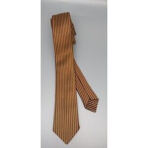 Vintage Wembley Mens Skinny Neck Tie Stipped Brown Gold 53"